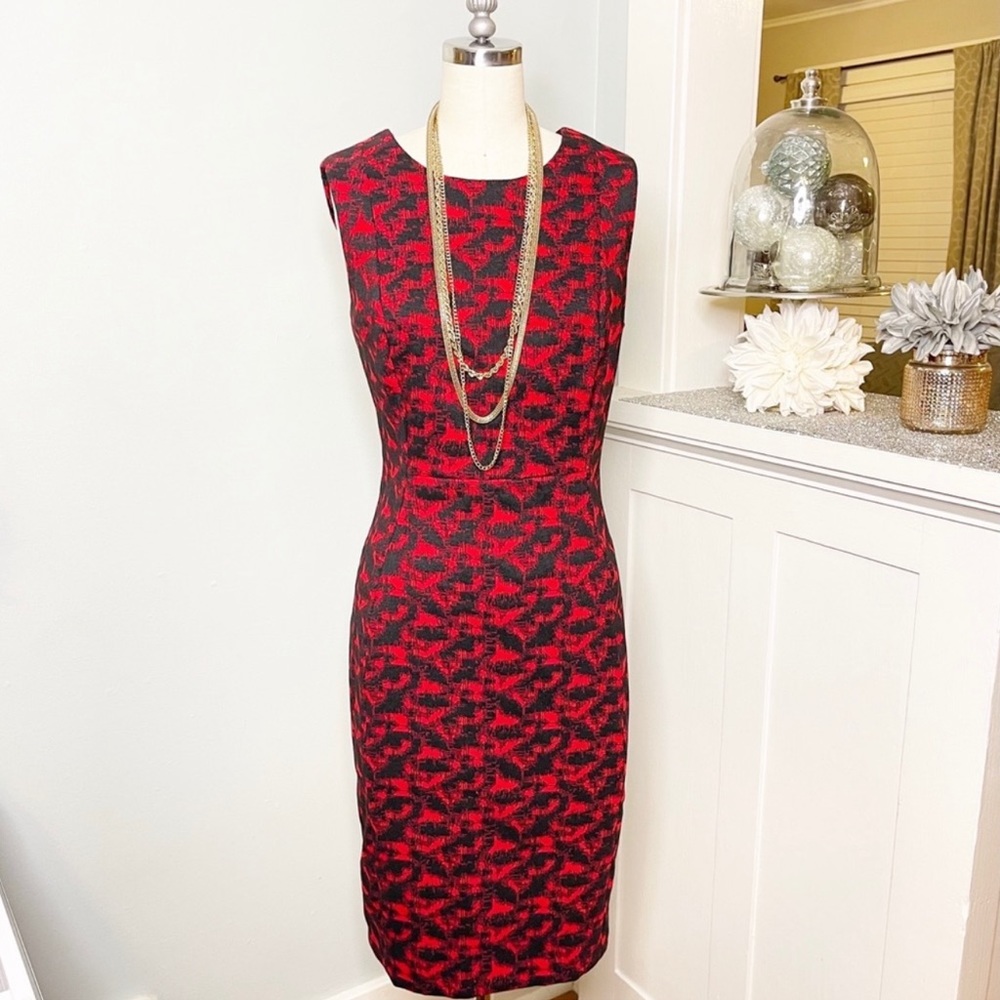 Calvin Klein Black & Red Woven Sheath Dress 8 Medium - Picture 10 of 10